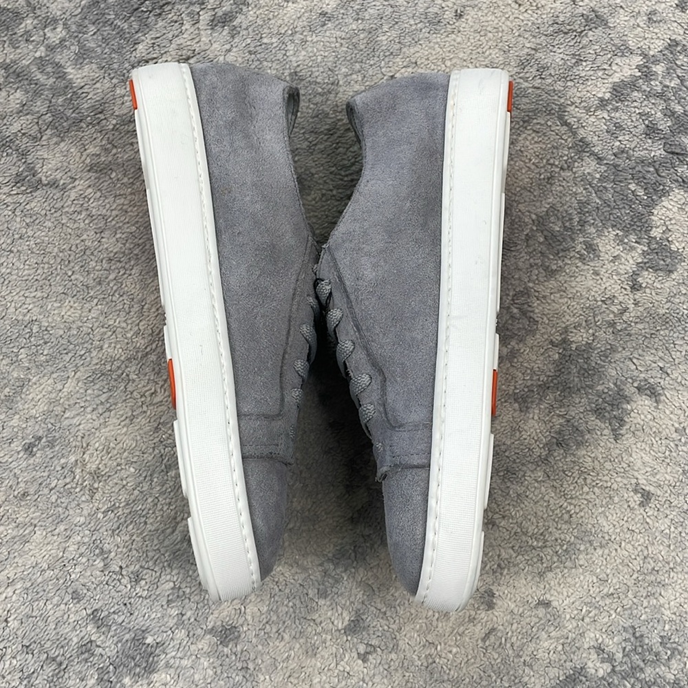 SOLD - New Santoni Micro Suede Low Top Sneakers Soft Gray Sz 7.5 - Picture 9 of 11